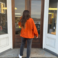 Simple Orange Slightly splatter Bleached Crewneck Sweatshirt