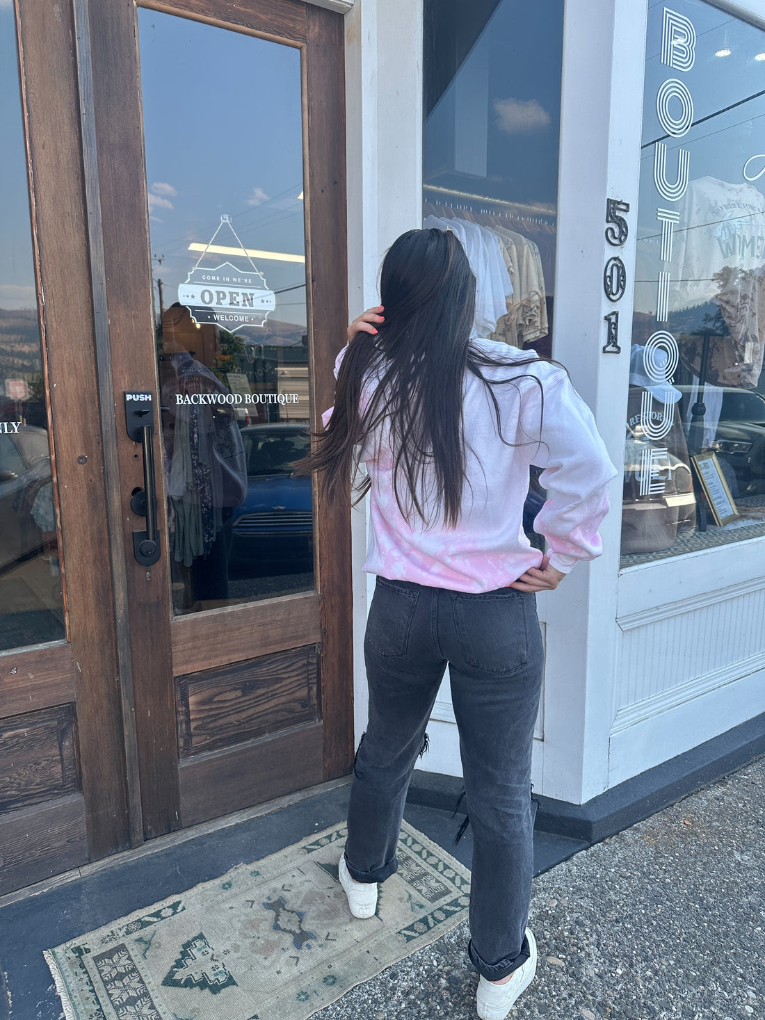 Speak. Take. Give. No Shit Distressed Pink Bleached Crewneck Sweatshirt