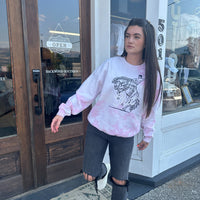 Speak. Take. Give. No Shit Distressed Pink Bleached Crewneck Sweatshirt