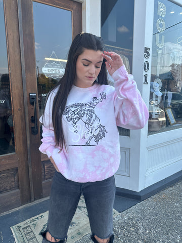 Speak. Take. Give. No Shit Distressed Pink Bleached Crewneck Sweatshirt