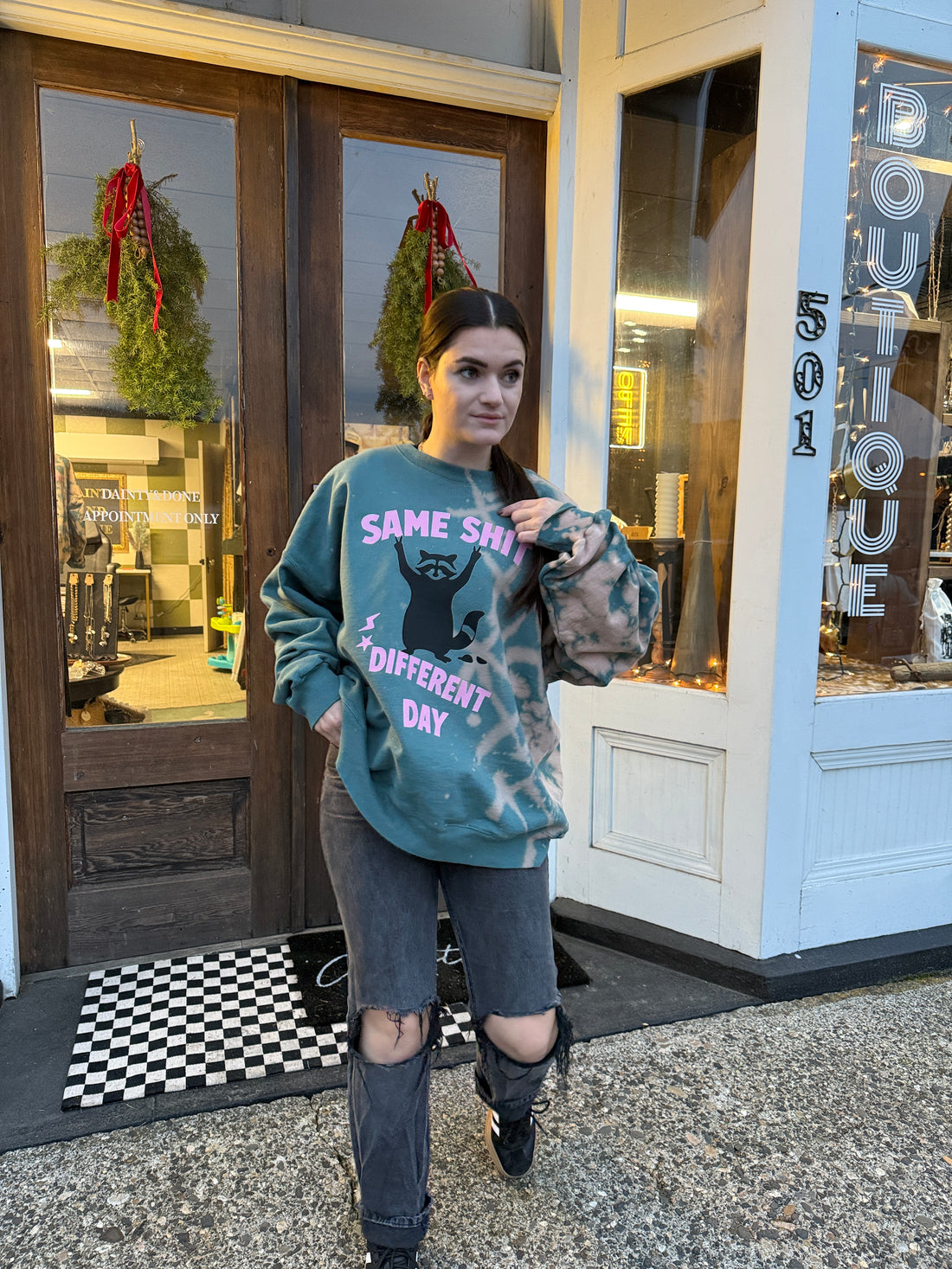 Same Shit Different Day Bleached Crewneck Sweatshirt