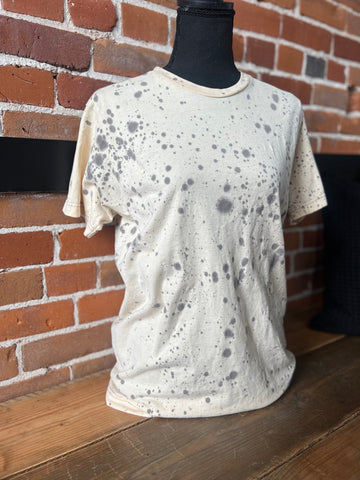 Green and Tan Bleached Tank With Brown Splatters One of a Kind