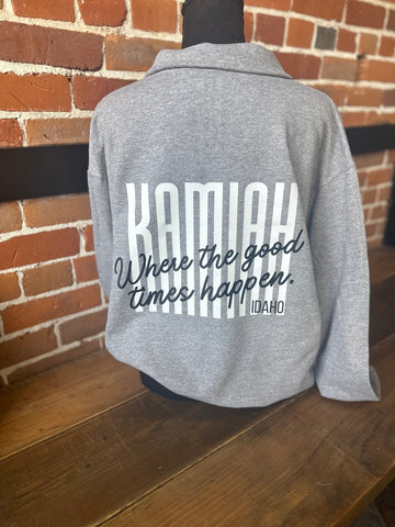 Kamiah Where the Good Times Happen Quarter Zip Sweatshirt