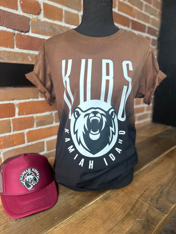 Kamiah Idaho Kubs Ombré Bleached Black and Brown Tee Ready to Ship