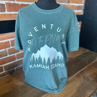 Adventures of the PNW Kamiah Idaho Teal and Black Splatter Tee