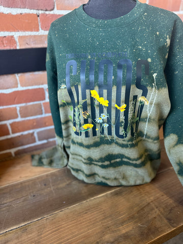 Thriving in Complete Chaos Green Ombré Crewneck Sweatshirt